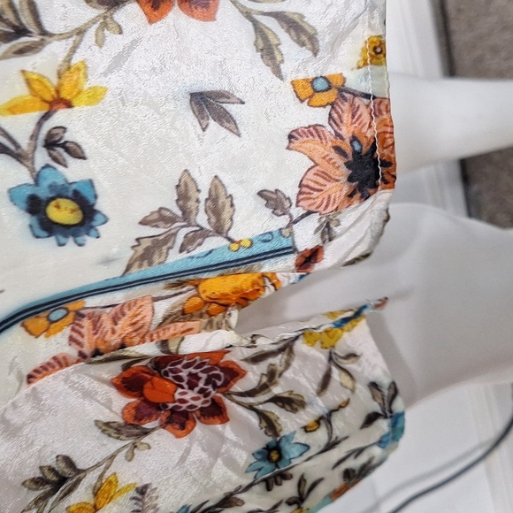 Shana Multicolor Boho Preppy Silk 3/4 Sleeve Floral Imaginarium Dress Size M - Picture 5 of 12